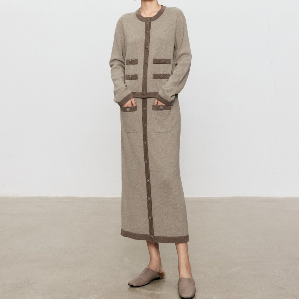 CHICJOC Italian Yarn 100% Cashmere Vintage Style Long Skirt size 40